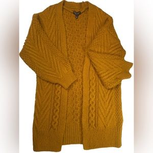 TOPSHOP Chunky Oversized Cableknit Cardigan Sweater Mustard Women’s Sz 2